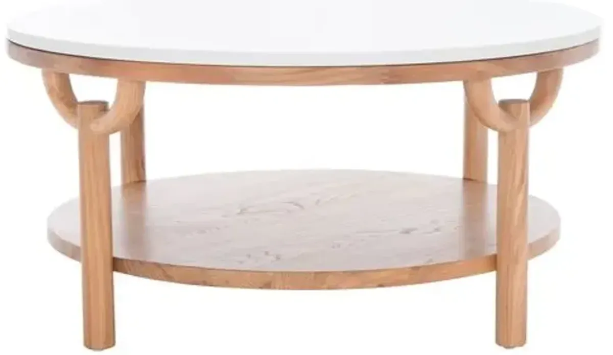 Leila Marble Top Coffee Table - Natural/White