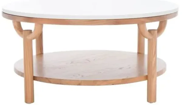Leila Marble Top Coffee Table - Natural/White