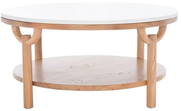 Leila Marble Top Coffee Table, Natural/White
