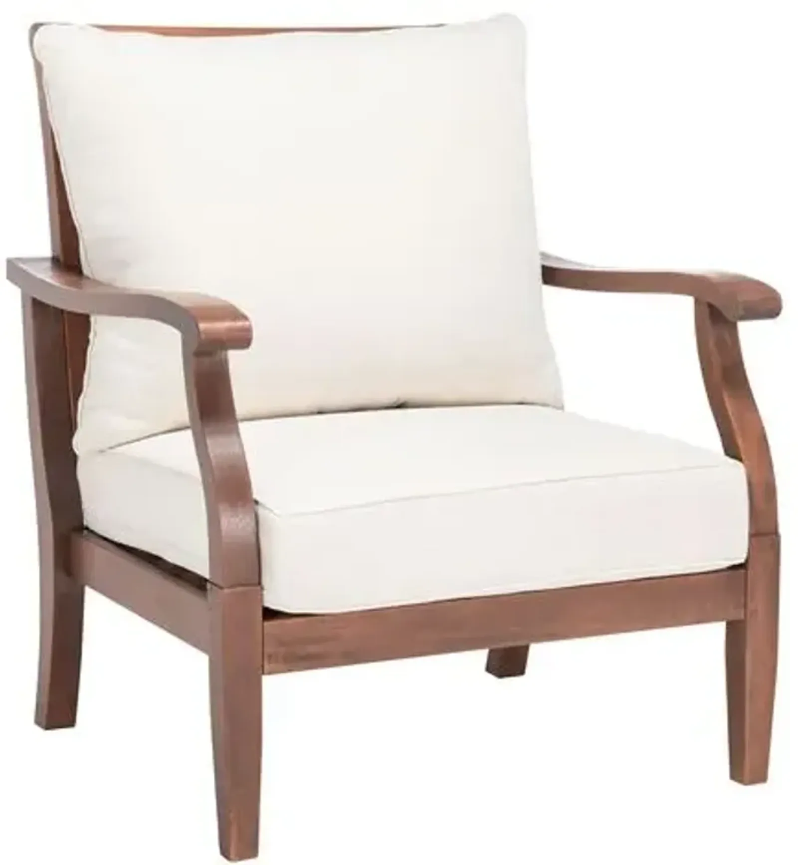 Quillon Outdoor Accent Chair - Natural/White, Comfortable, Durable, Cushioned