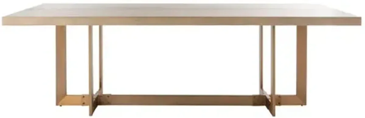 Ophelie 94" Rectangular Dining Table - Grey Oak/Brass