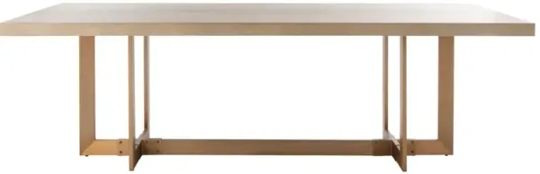 Ophelie 94" Rectangular Dining Table, Grey Oak/Brass