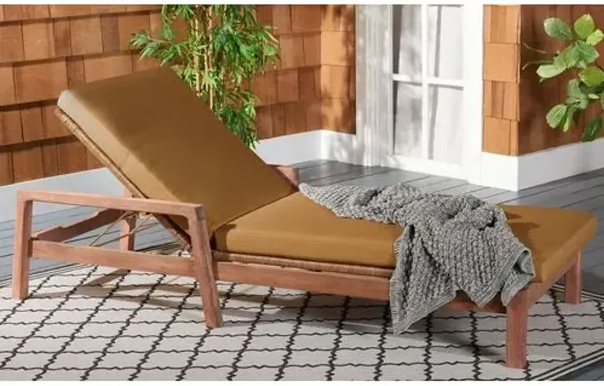 Raiden Wood & Wicker Outdoor Chaise - Brown - Comfortable, Sturdy, Stylish