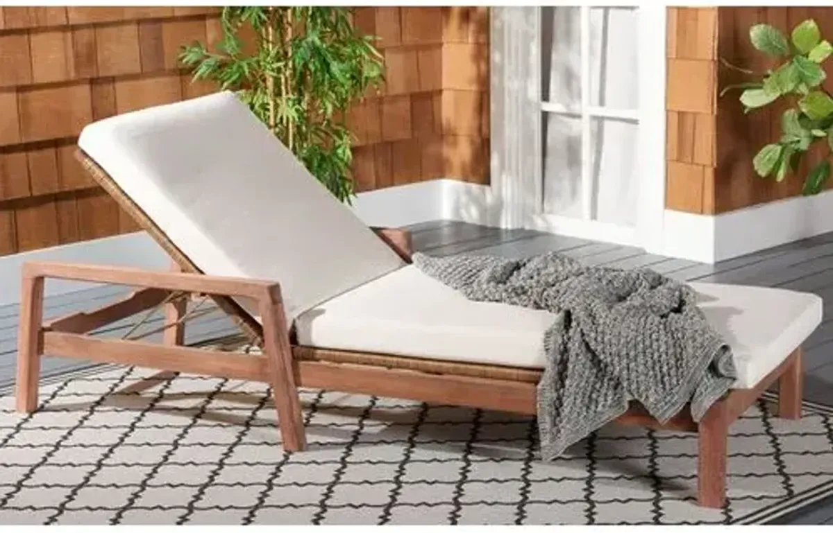 Raiden Wood & Wicker Outdoor Chaise - White - Comfortable, Sturdy, Stylish