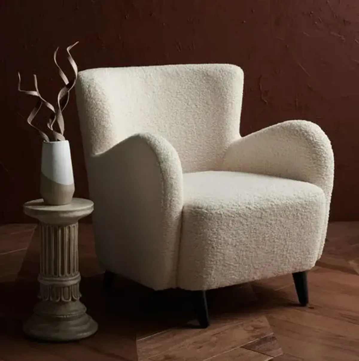 Primrose Modern Wingback Chair - Ivory - Comfortable, Stylish