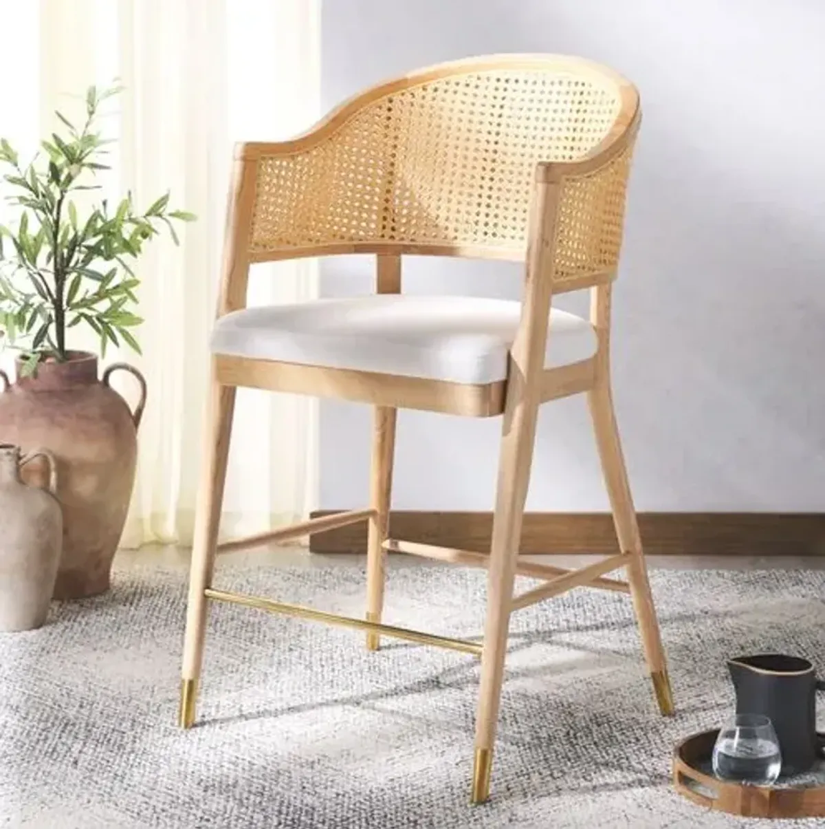 Ilaria Rattan Barstool - Brown