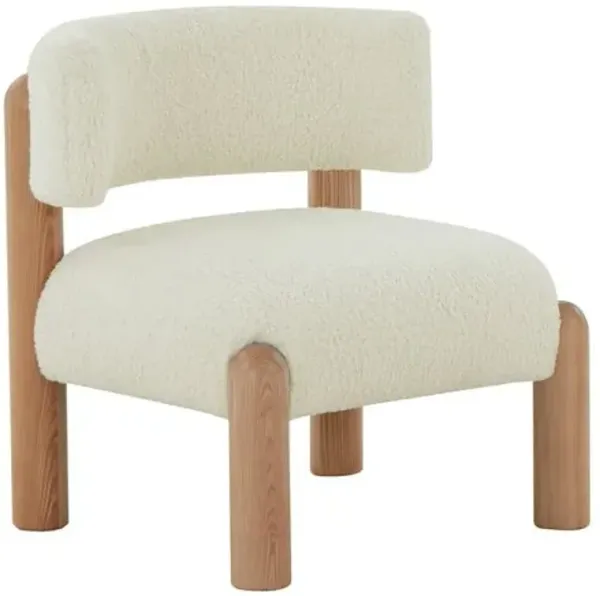 Joviana Faux Lambs Wool Accent Chair - Ivory, Comfortable, Durable