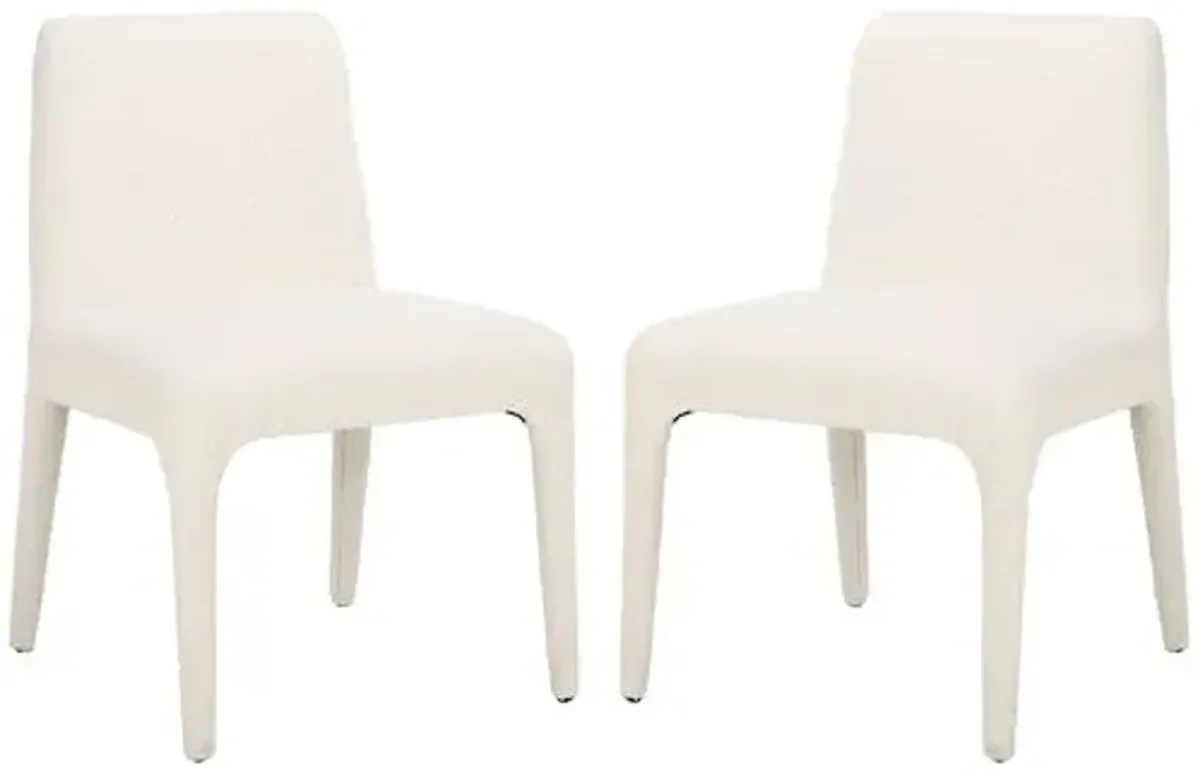 Set of 2 Ryker Boucle Dining Chairs - Ivory - White