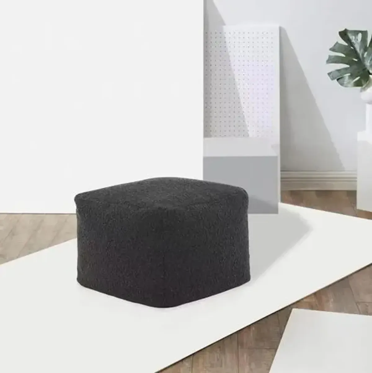 Adira Boucle Pouf - Black