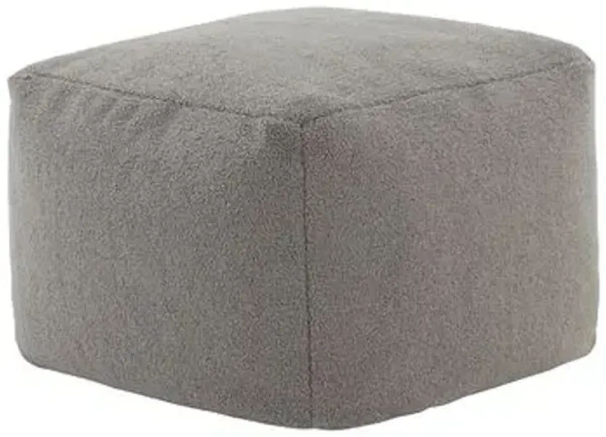 Adira Faux Lambs Wool Pouf - Gray