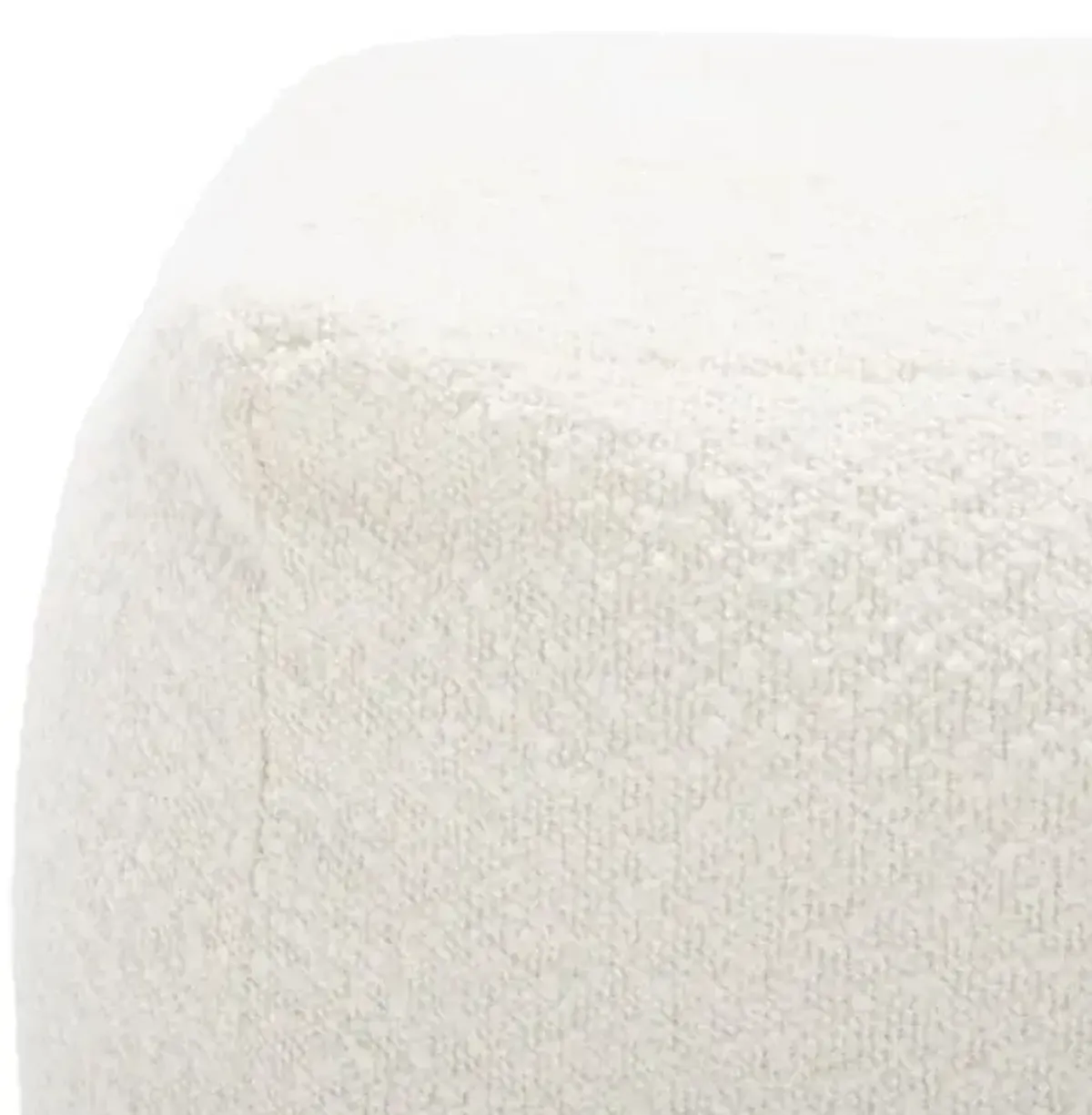 Adira Faux Lambs Wool Pouf - Ivory