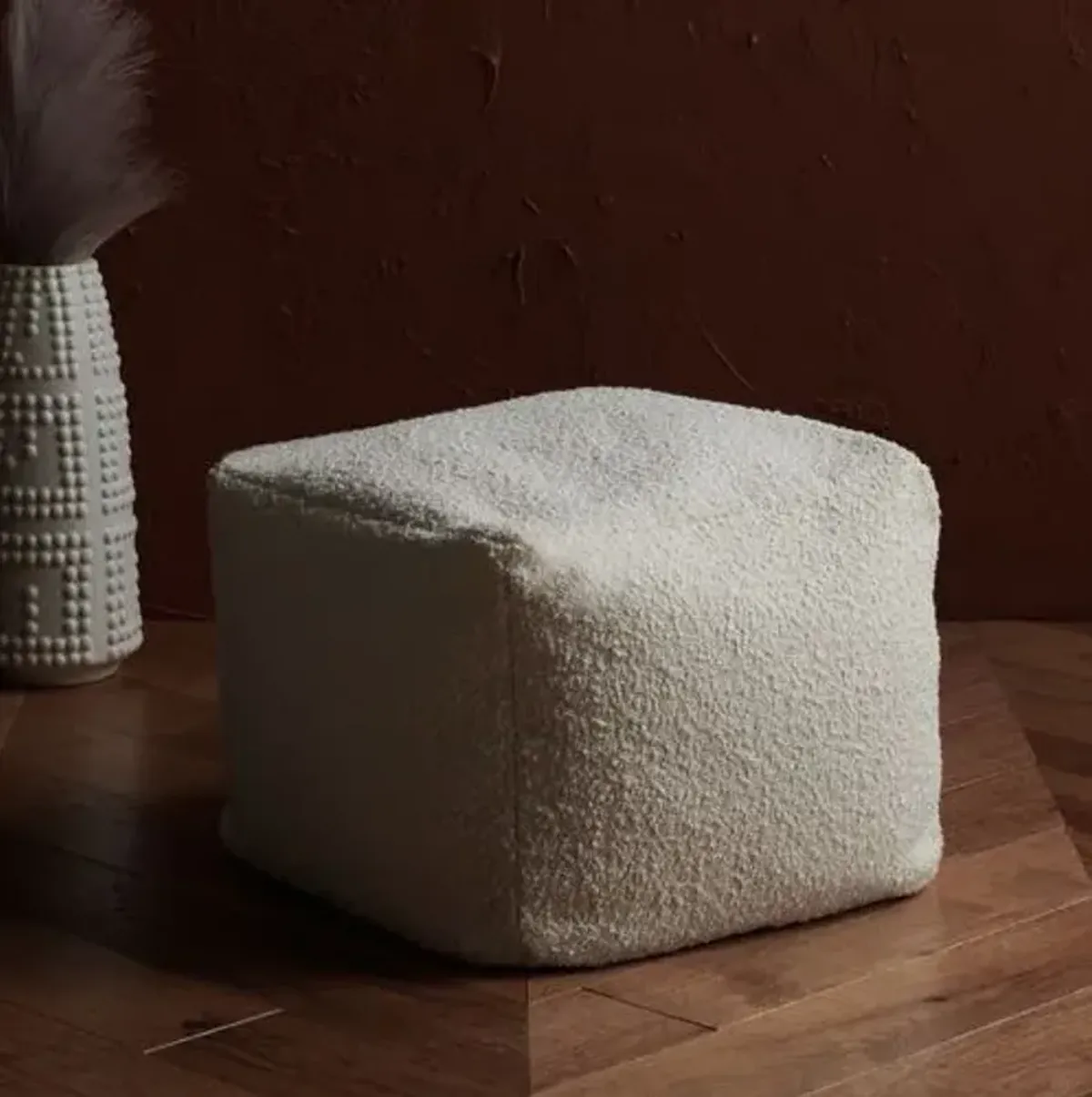 Adira Boucle Pouf - Ivory