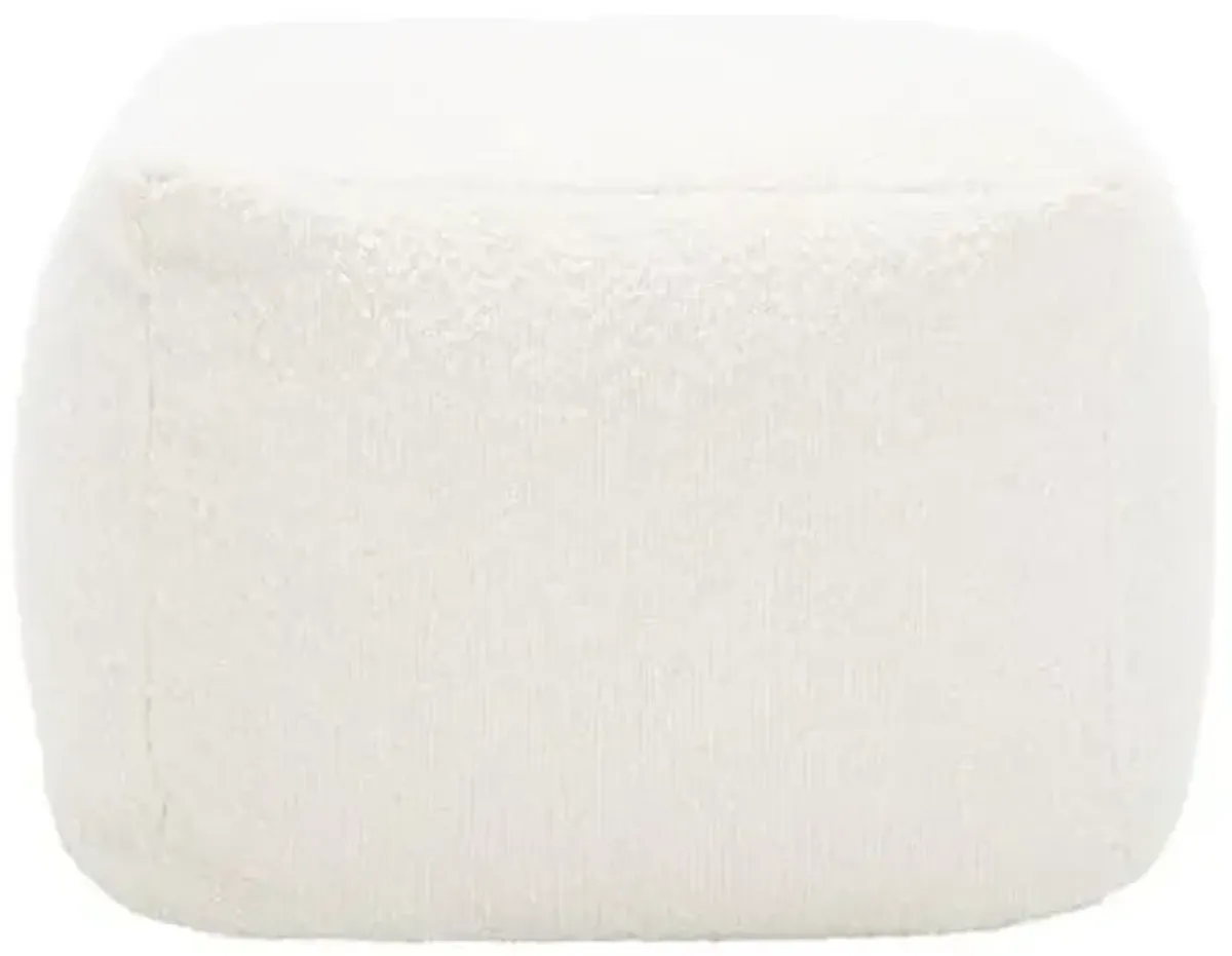 Adira Faux Lambs Wool Pouf - Ivory