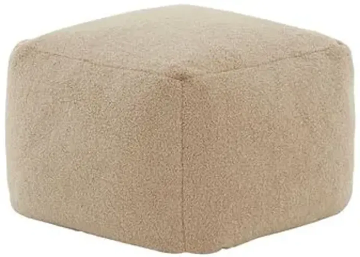 Adira Faux Lambs Wool Pouf - Brown