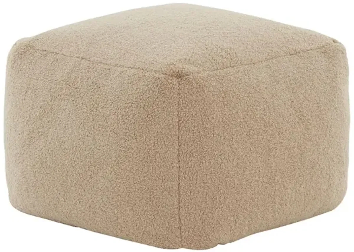 Adira Faux Lambs Wool Pouf - Brown