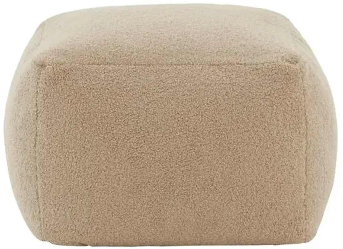 Adira Faux Lambs Wool Pouf - Brown