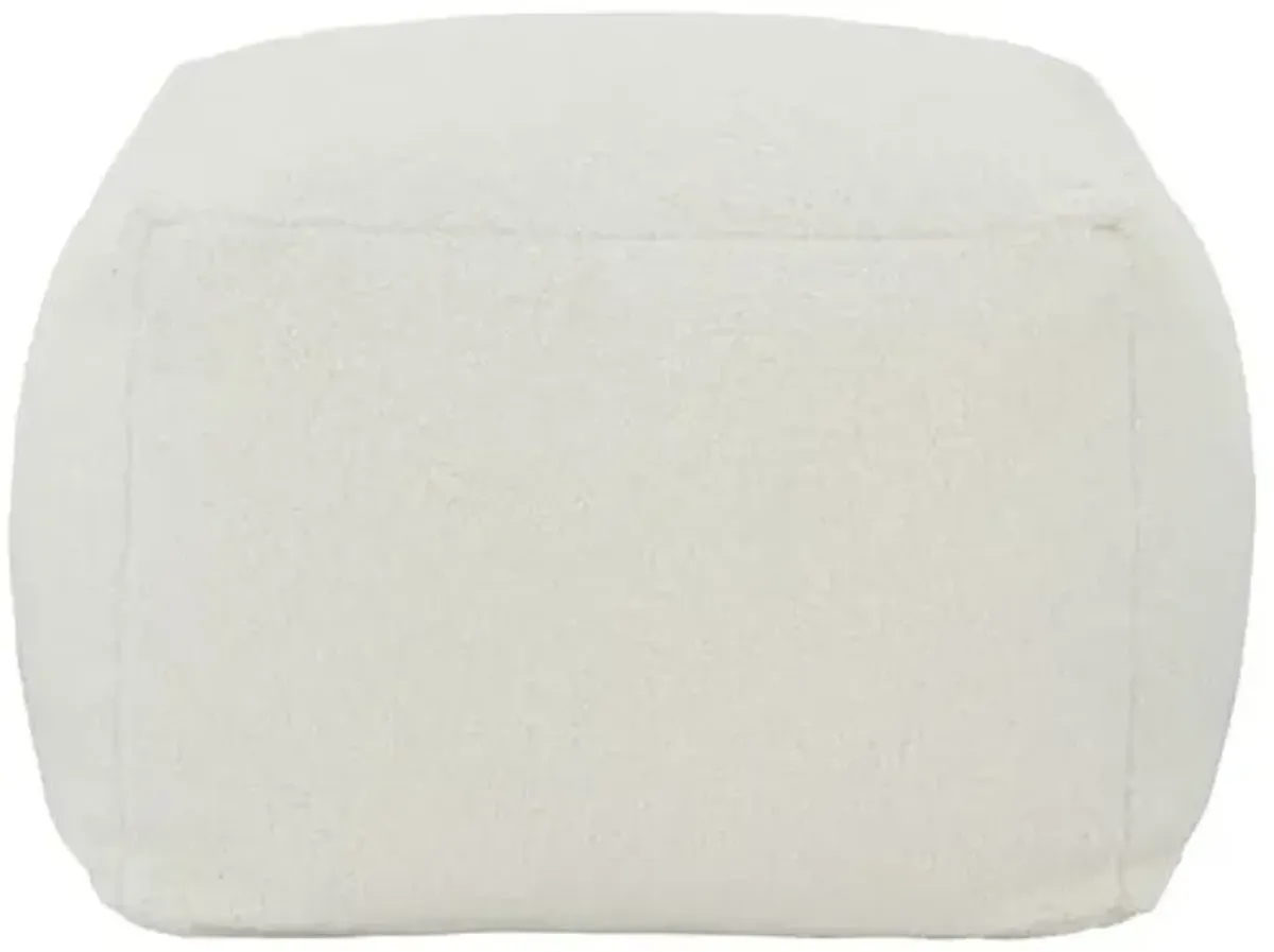 Adira Faux Lambs Wool Pouf - White