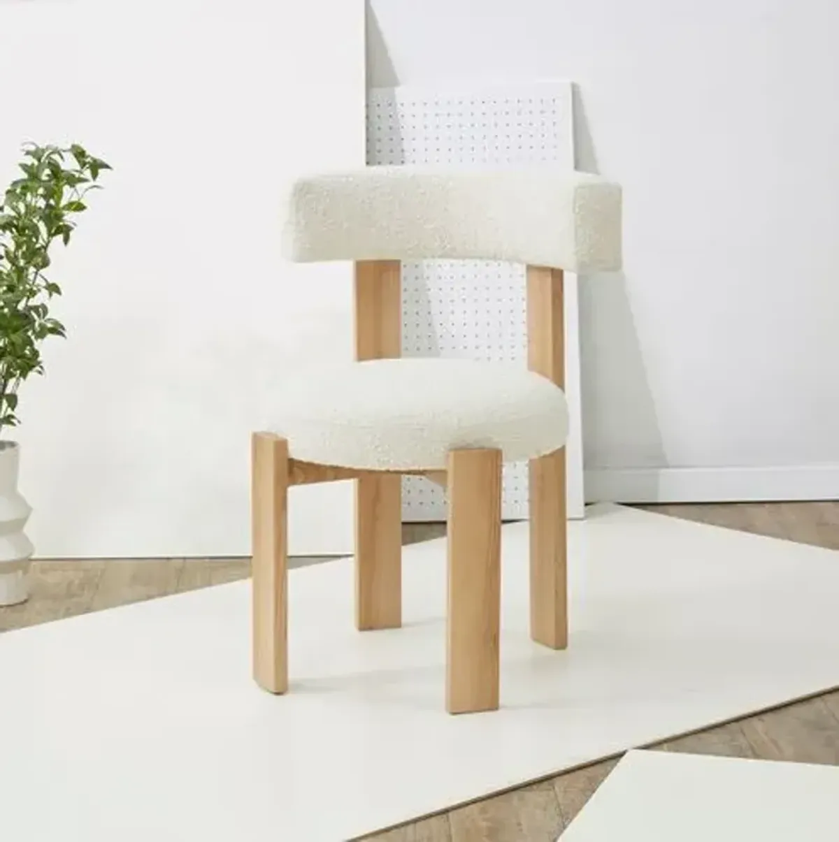 Blythe Wood Dining Chair - Ivory/Natural