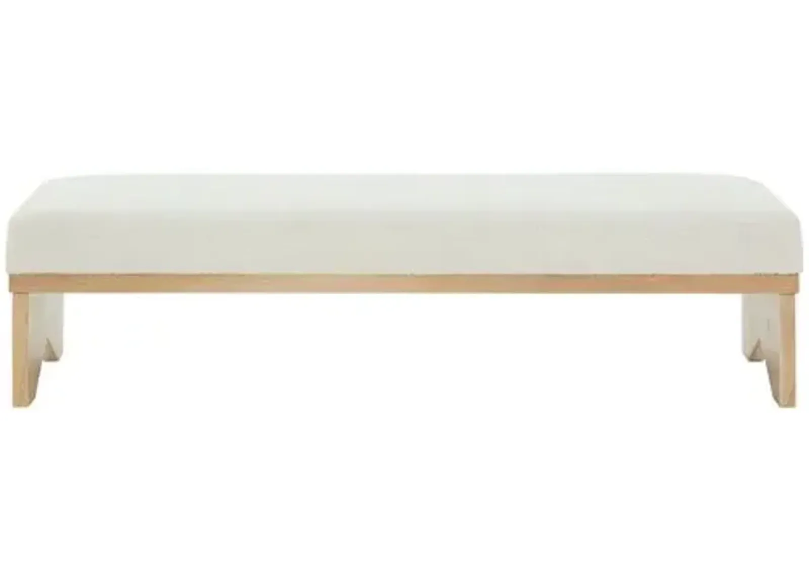 Evanthe Boucle & Wood Bench - Ivory/Natural