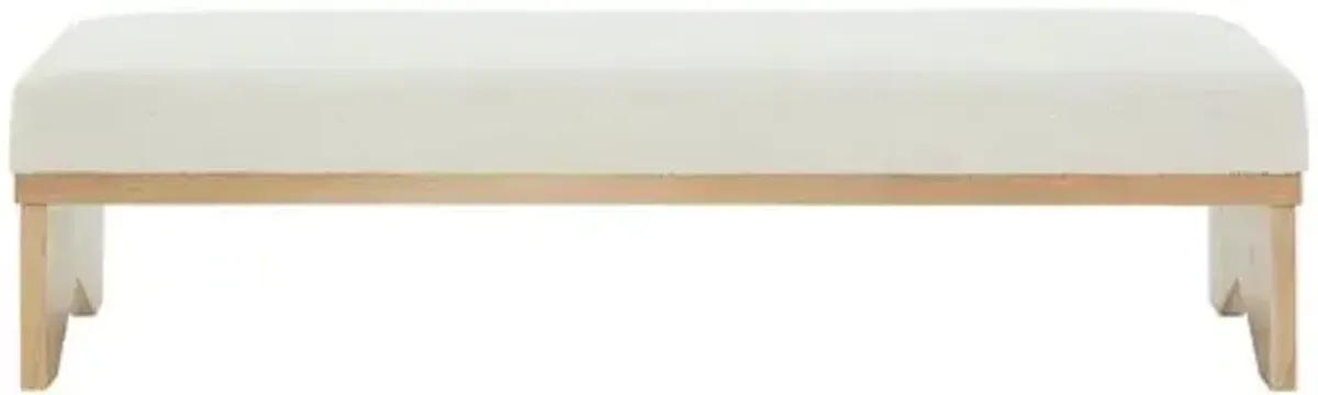 Evanthe Boucle & Wood Bench - Ivory/Natural