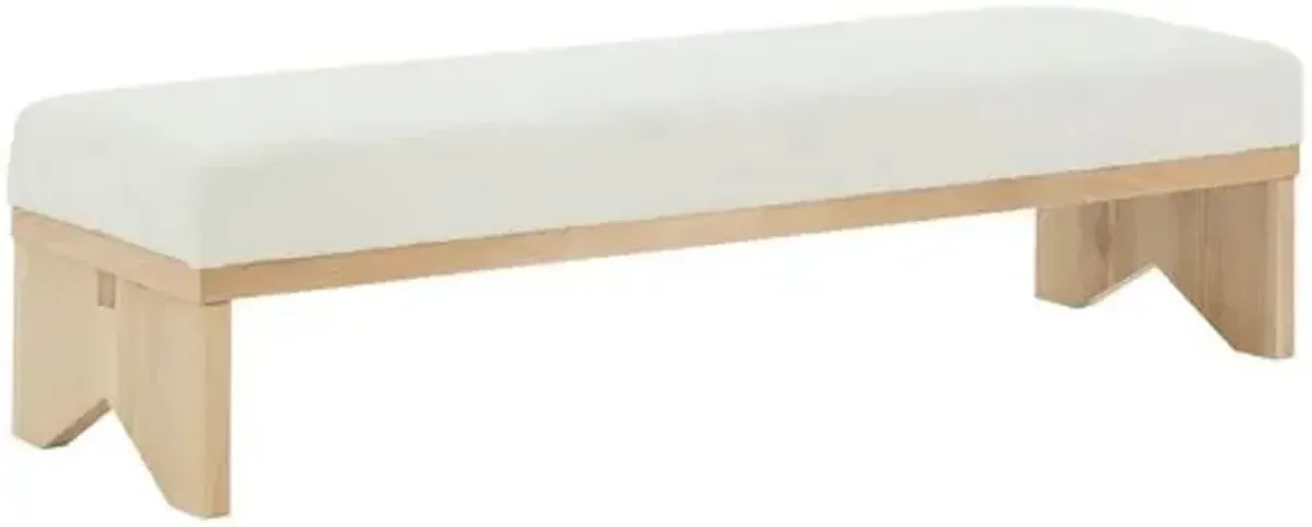 Evanthe Boucle & Wood Bench - Ivory/Natural