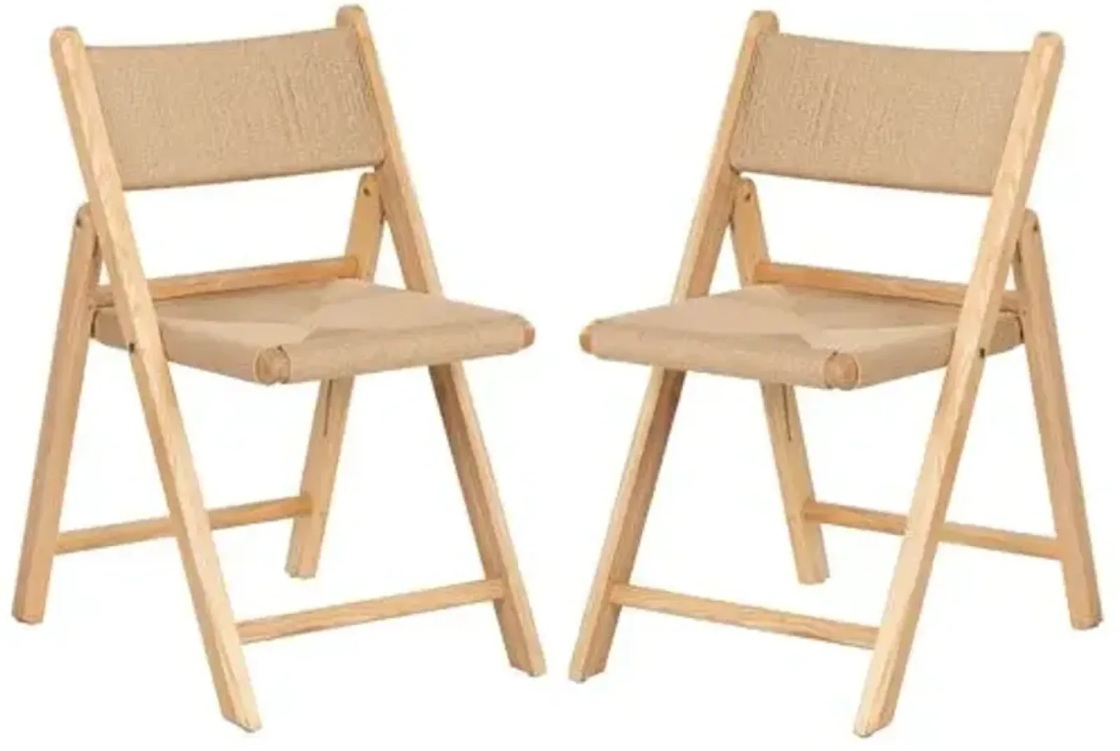 Set of 2 Giada Folding Dining Chairs - Natural - Brown