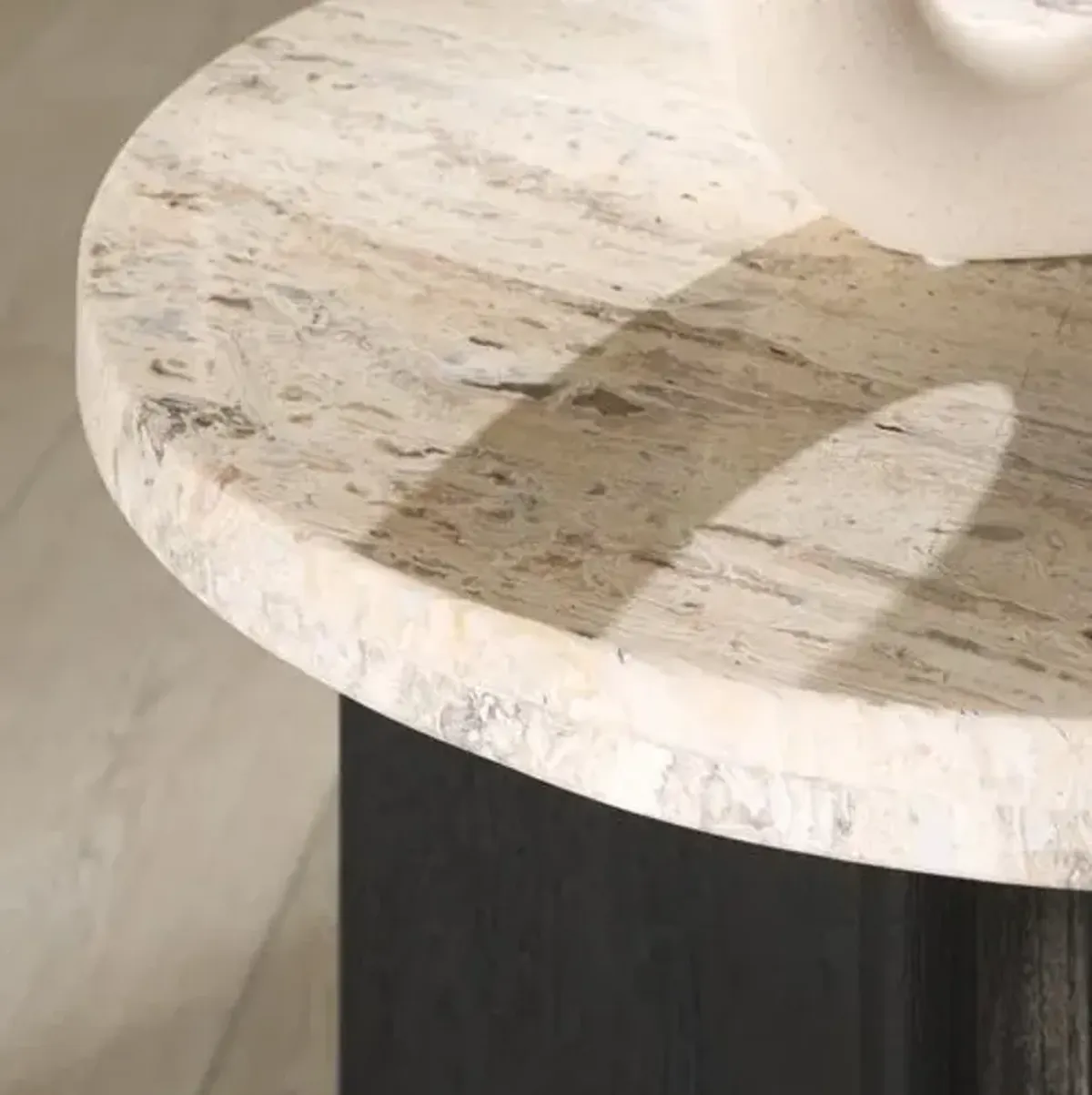 Junia Travertine Accent Table - Multi - 20Hx20Wx20D in