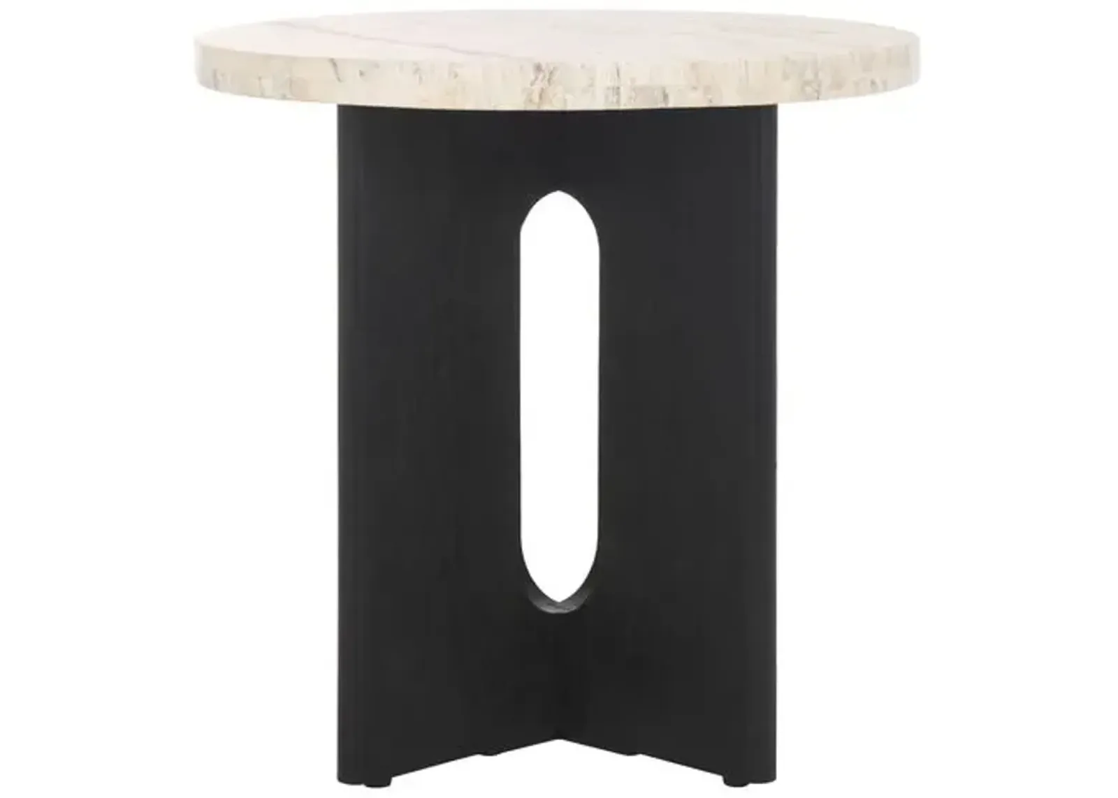 Junia Travertine Accent Table - Multi - 20Hx20Wx20D in