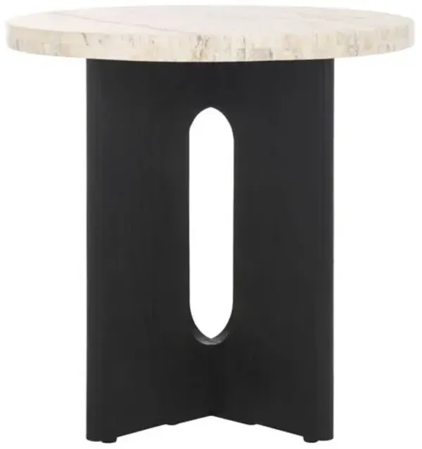 Junia Travertine Accent Table - Multi - 20Hx20Wx20D in