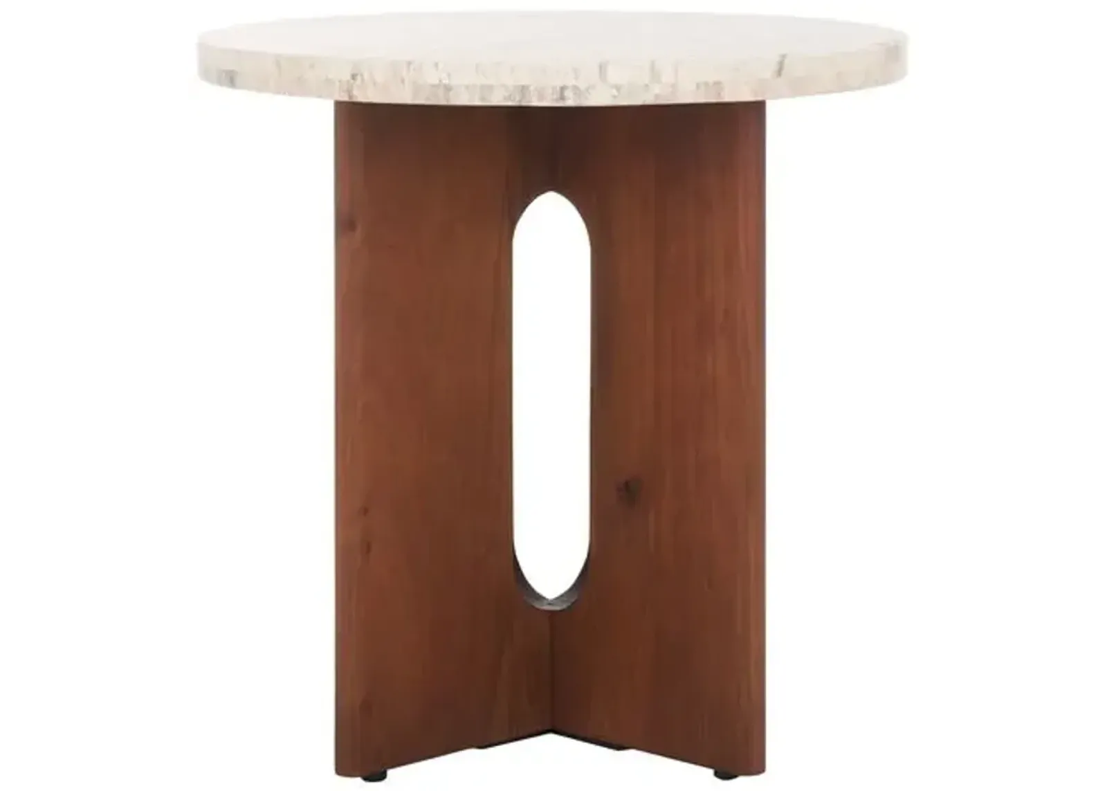 Junia Travertine Accent Table - Brown - 20Hx20Wx20D in