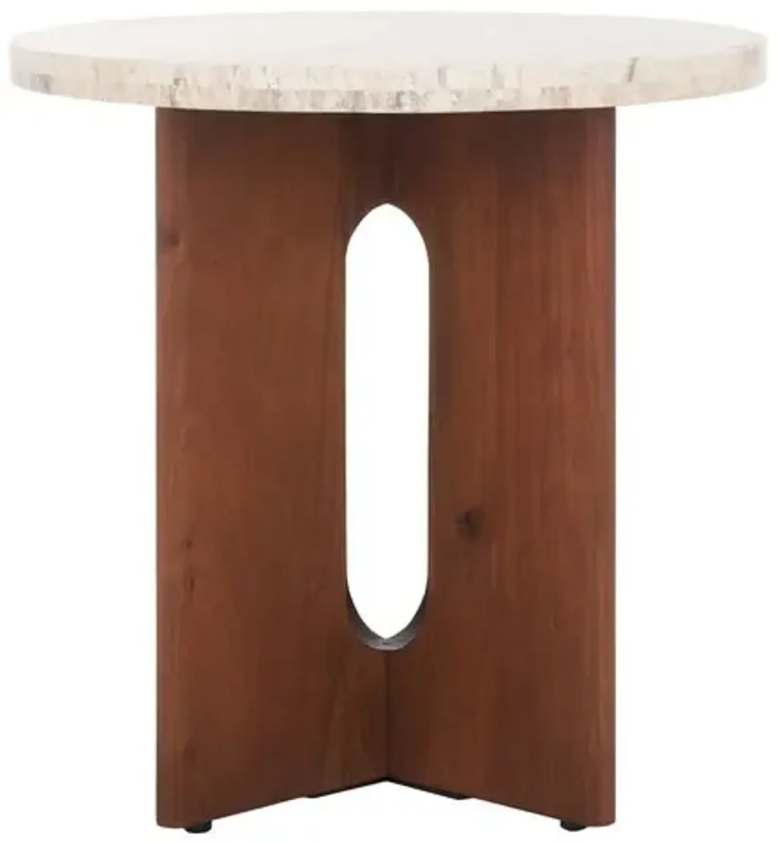 Junia Travertine Accent Table - Brown - 20Hx20Wx20D in