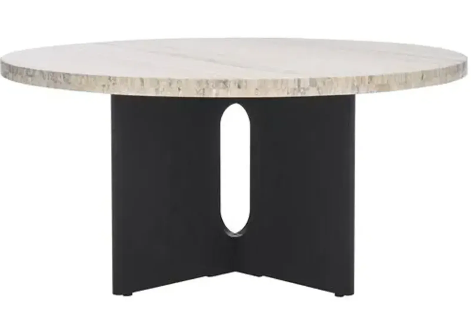 Junia Travertine Coffee Table - Black