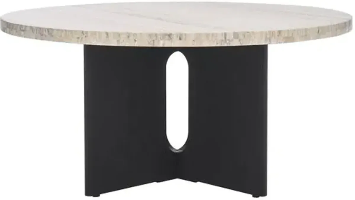 Junia Travertine Coffee Table - Black