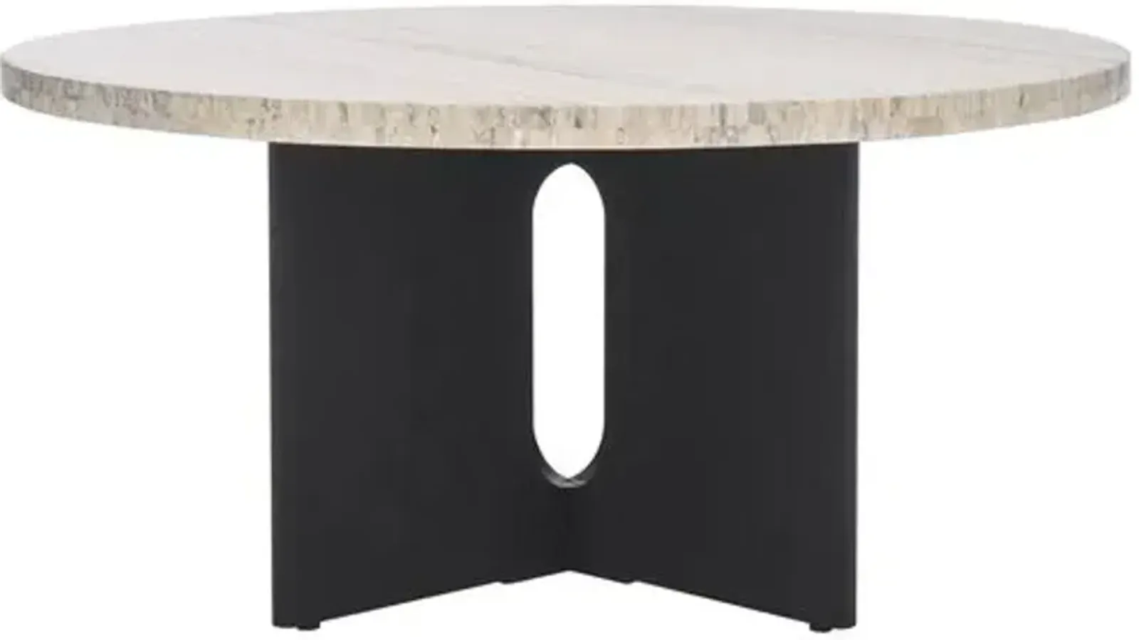 Junia Travertine Coffee Table - Black