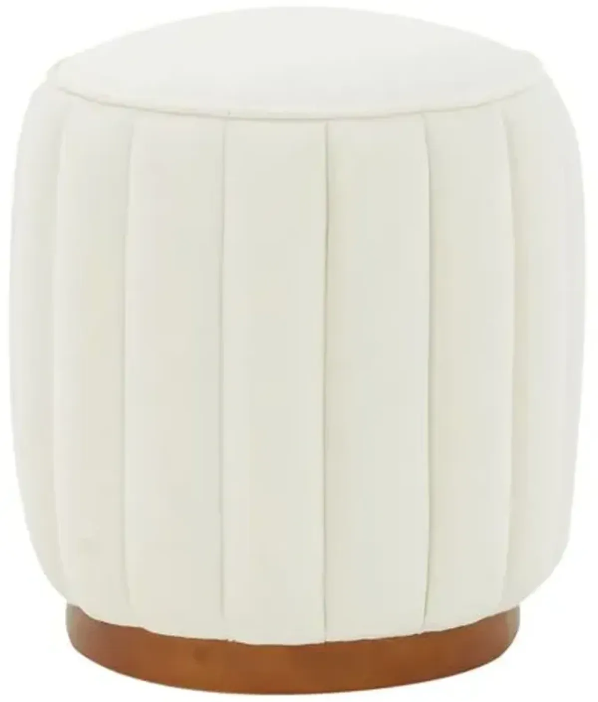 Lyric Rd Tufted Ottoman - Ivory/Walnut