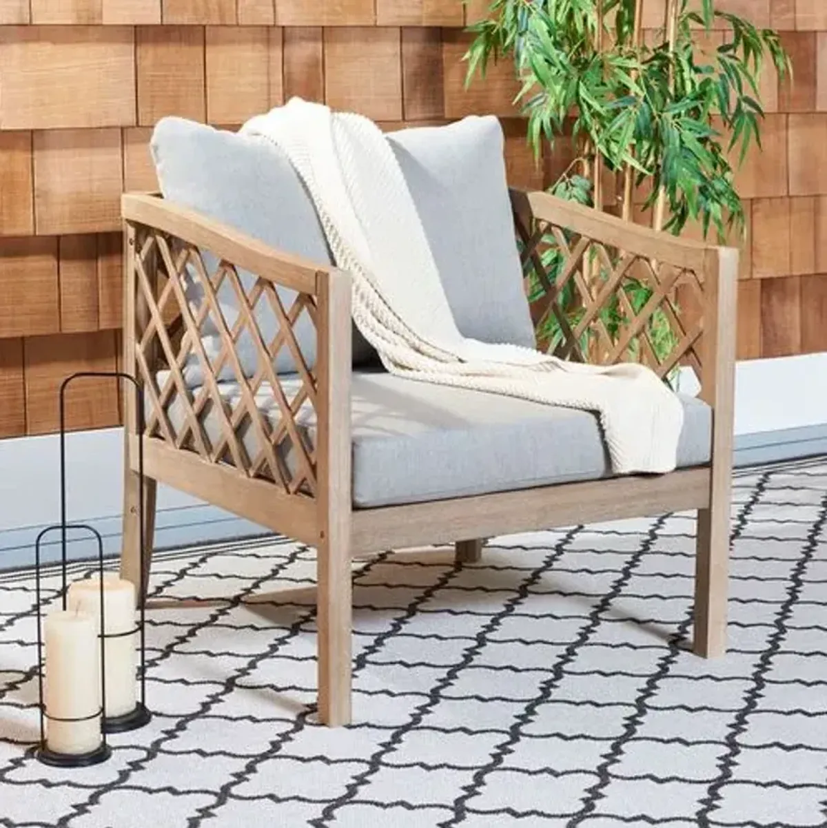 Soren Wood Patio Chair - Brown/Light Grey