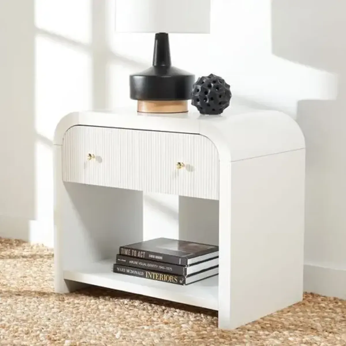 Tansy 1-Drawer Curved Nightstand