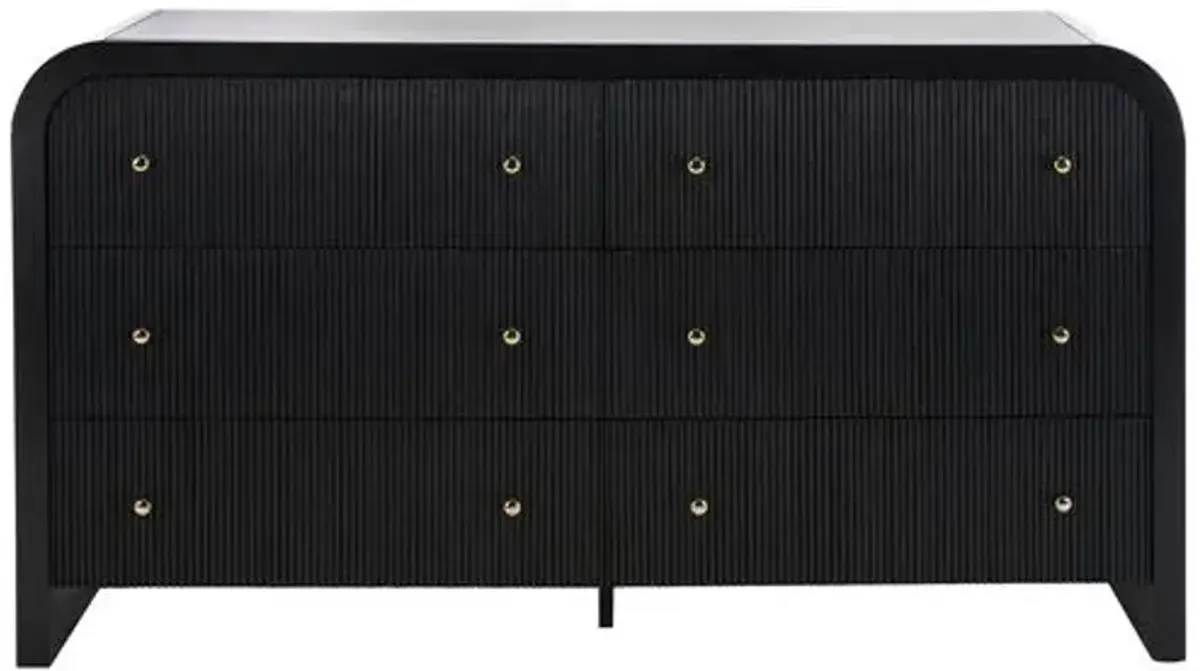 Tansy 6-Drawer Curved Dresser - Black