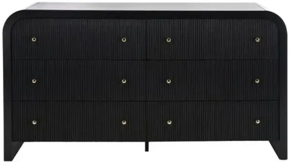 Tansy 6-Drawer Curved Dresser - Black
