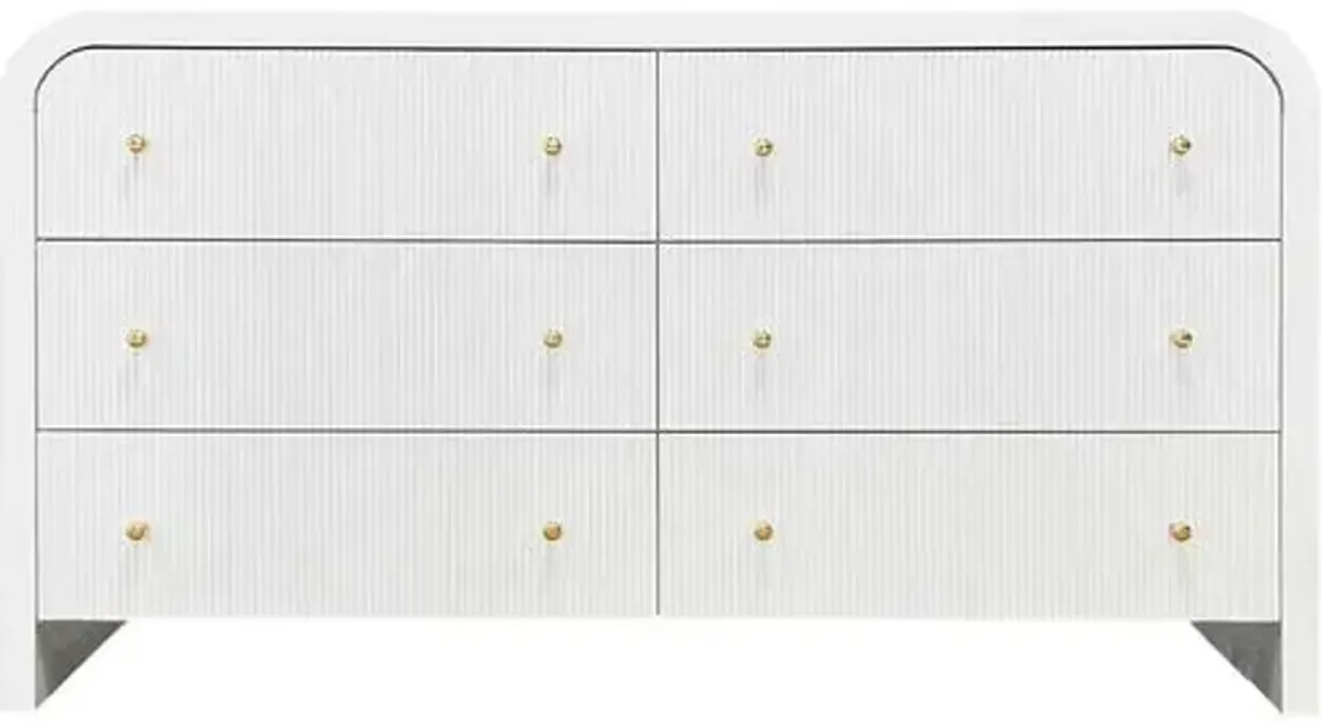 Tansy 6-Drawer Curved Dresser - White