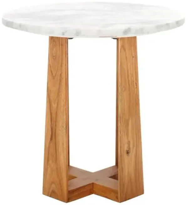 Conal Marble Top Accent Table - White/Natural - 20Hx20Wx20D in