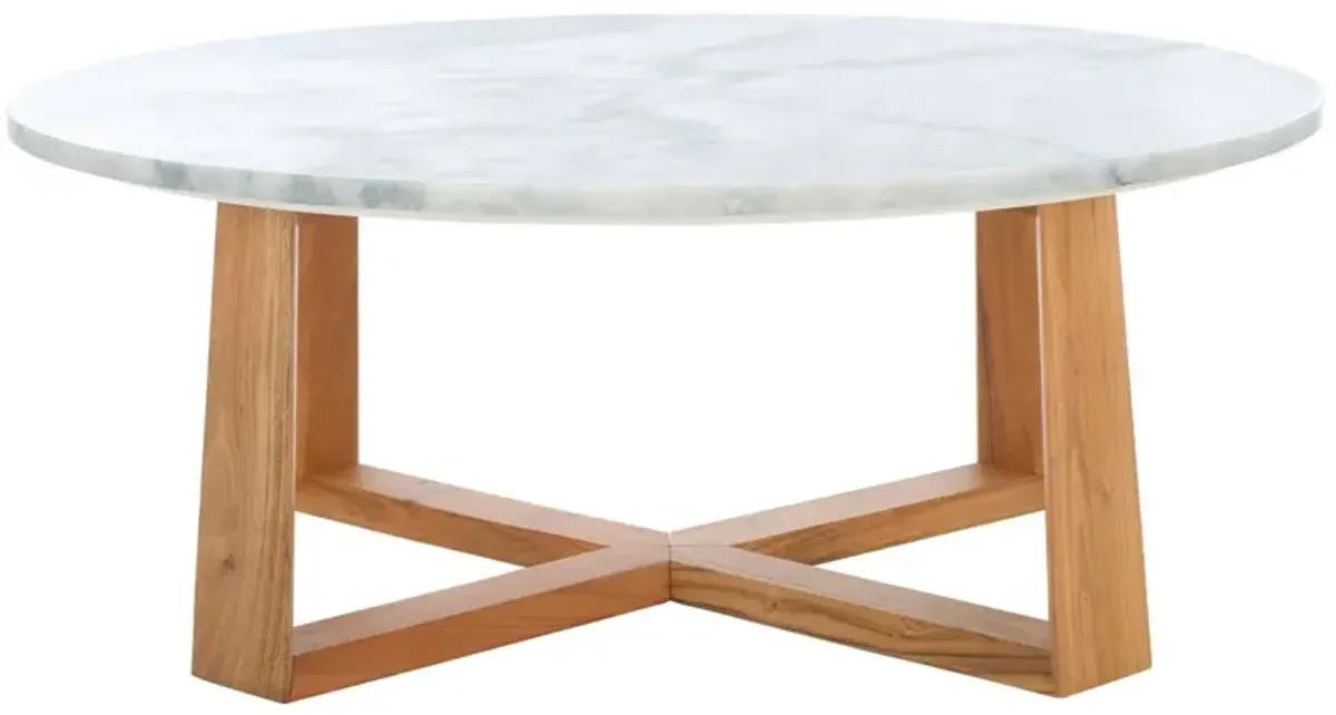 Conal Marble Top Coffee Table, White/Natural