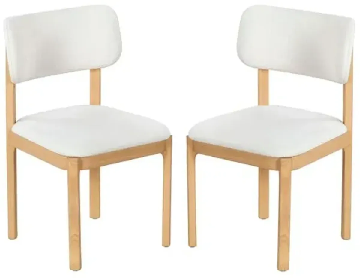 Set of 2 Sabine Boucle Dining Chairs - Ivory/Natural