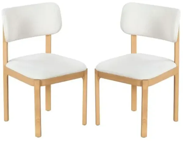 Set of 2 Sabine Boucle Dining Chairs - Ivory/Natural