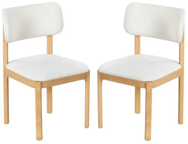 S/2 Sabine Boucle Dining Chairs, Ivory/Natural