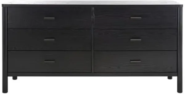 Una Wood 6-Drawer Dresser - Black