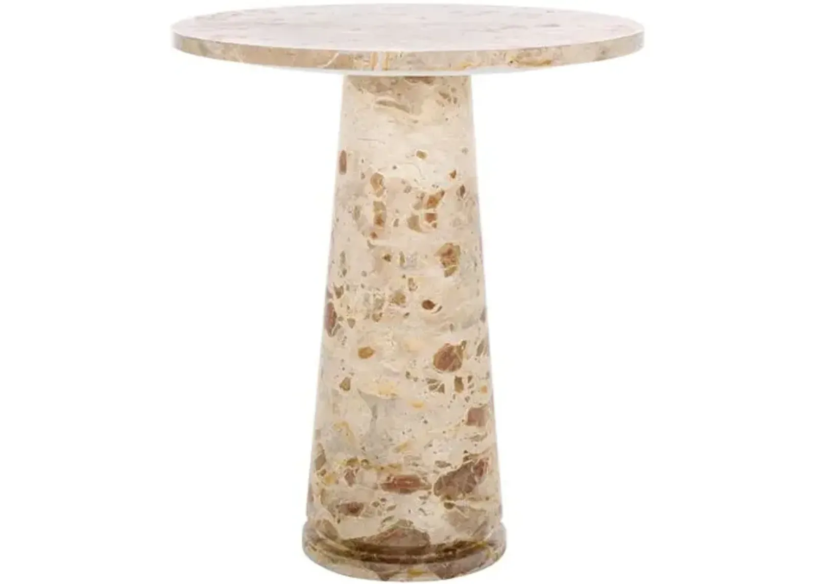 Kedra Tall Marble Accent Table - Beige - 23.5Hx20.5Wx20.5D in