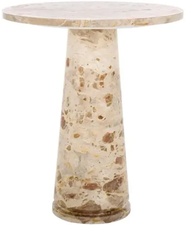 Kedra Tall Marble Accent Table - Beige - 23.5Hx20.5Wx20.5D in