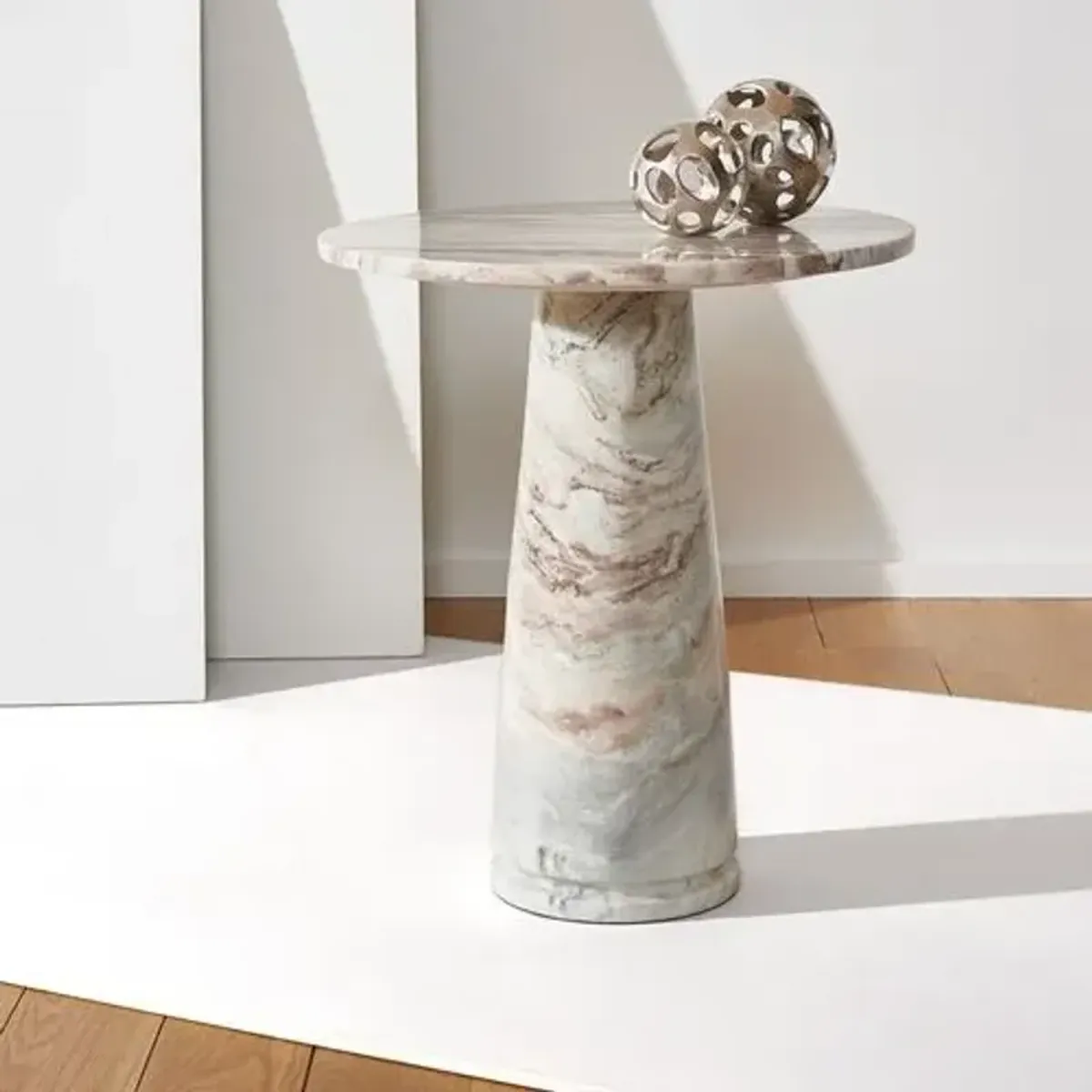 Kedra Tall Marble Accent Table - Multi - 23.5Hx20.5Wx20.5D in