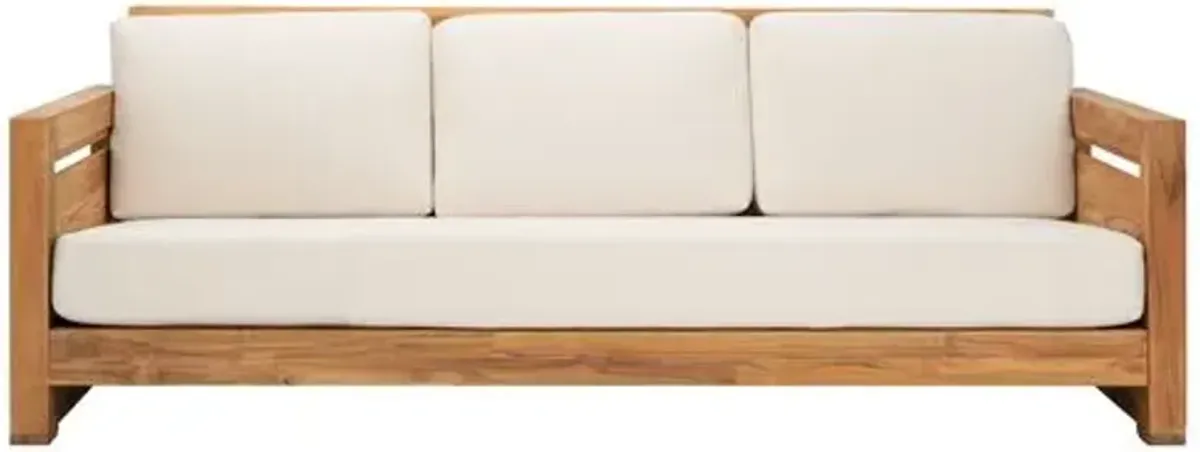 Vesper Teak Outdoor Sofa - Natural/White